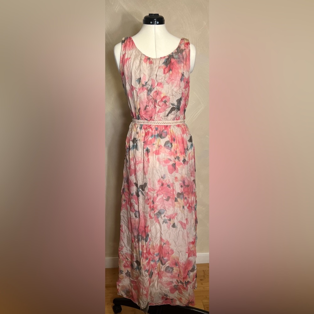 Prontomoda Giusy Womens Sleeveless Long 100% Silk Dress W/Lining, Italy|Size:M
